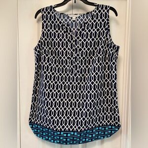 Women’s, Size M, Croft & Barrow, sleeveless tunic top, navy, white
